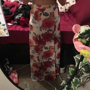 high waisted floral skirt
