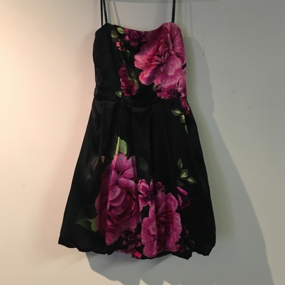 Strapless floral formal dress
