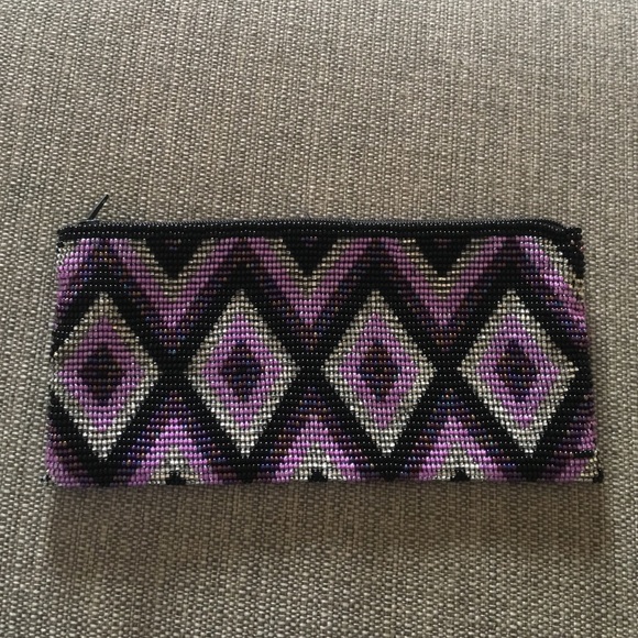 Handmade Huichol Indian beaded wallet/ bag