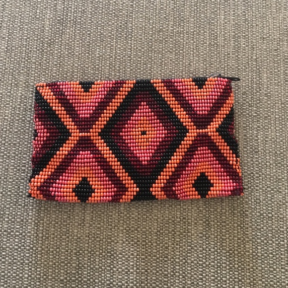 Handmade Huichol Indian beaded coin purse
