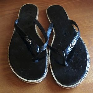 Black Coach thong sandals