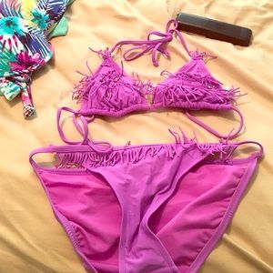 Bathing suit purple fringe worn once