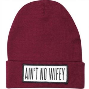 NEW Ain't No Wifey Burgundy Beanie Hat