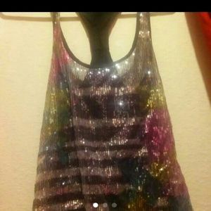 Rue21 sequin floral stripped tank