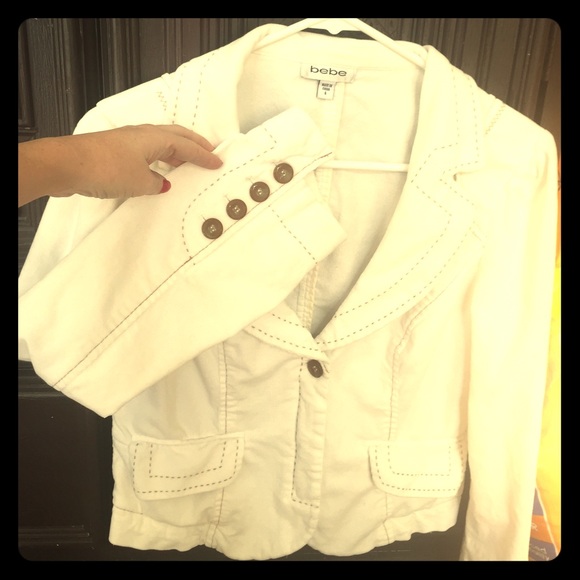 BEBE blazer coat jacket cream white ivory designer