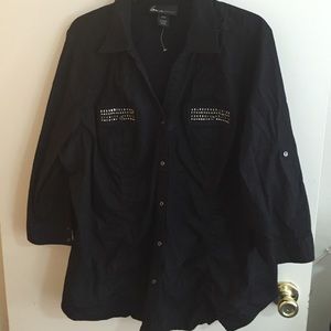 Lane Bryant black button down