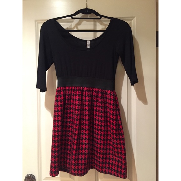 Red and Black Houndstooth Dress