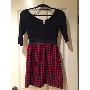 Red and Black Houndstooth Dress