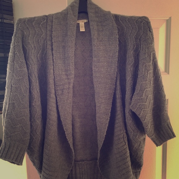 Ambiance apparel gray 3/4 sleeve cardigan size L