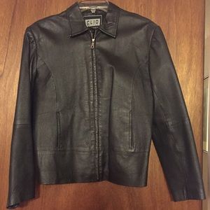 Clio black 100% leather jacket
