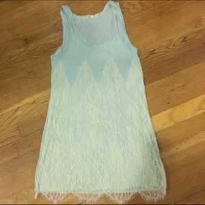 Aqua and cream laced cotton top