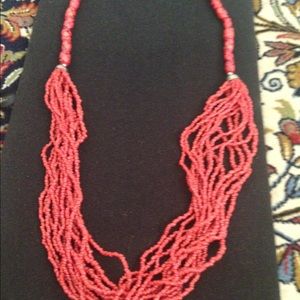 Handmade Red color Coral beads Necklace.31"