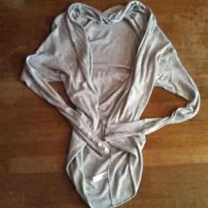 Long gray lightweight shawl cardigan