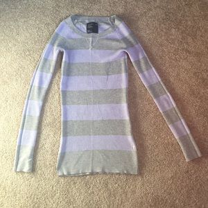 American Eagle M Purple Grey Striped Sweater