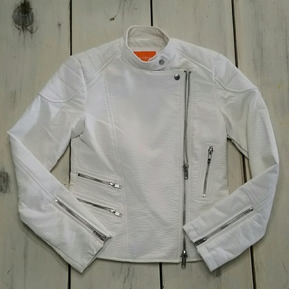 *FINAL PRICE DROP* White, faux leather jacket.