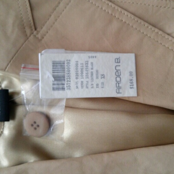 Arden B Cropped Leather Blazer Jacket Tan - Picture 2 of 3