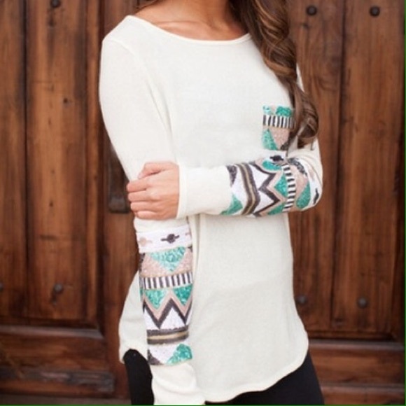Aztec Sequin Shirt & Layer Necklace