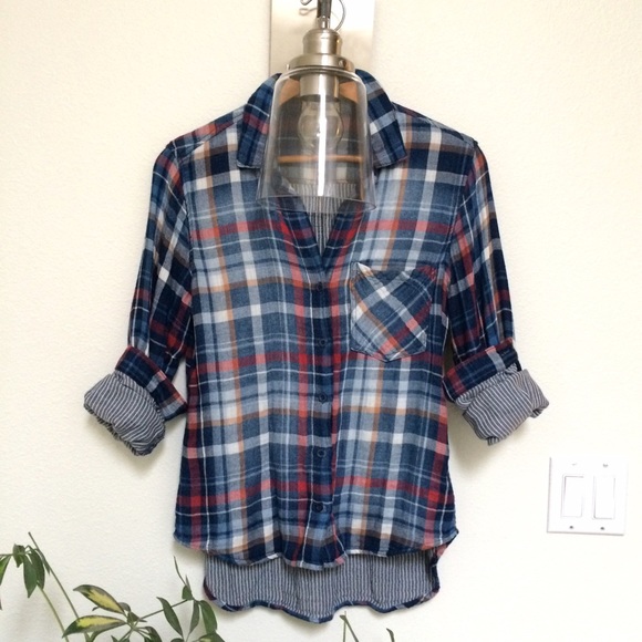 Cloth & Stone Plaid Flannel Hi-low