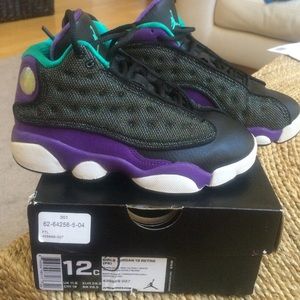 Girls Jordan 13 Retro Black/Teal/Ultrvlt-White 12C