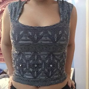 Gray embellished Free People Top