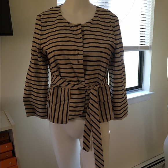 J.Crew cream and black striped jacket size 4