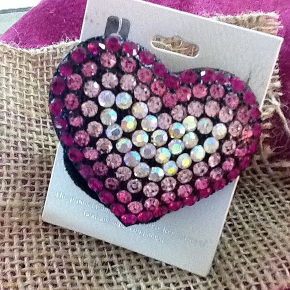 Crystal heart hair band with velvet pony tail NEW