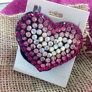 Crystal heart hair band with velvet pony tail NEW