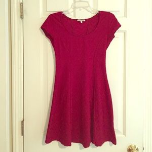 Red fit and flare scoop neck dress