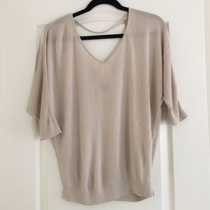 Light beige knit dolman sleeve sweater