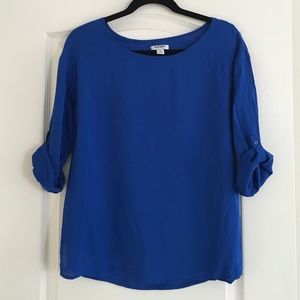 Cobalt blue rolled sleeve top