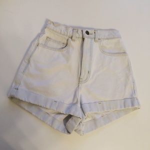American Apparel High Waisted Shorts - Light Wash