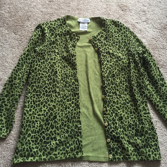 White Stag Green Cheetah Cardigan