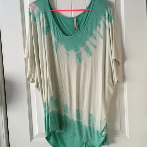 white and green oversized tee