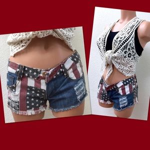 Sexy US Flag Mini Jeans Short HOT Pants (Size XS)