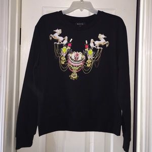 Black Printed 3D Detail Sweater