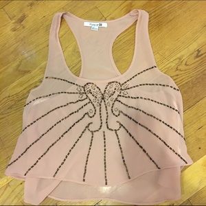 Gold beaded pink tank