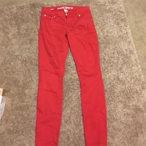Red skinny jeans