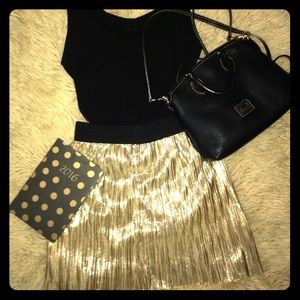 Gold shimmer skirt from Forever 21
