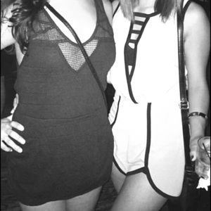 Crochet deep v neck free people romper