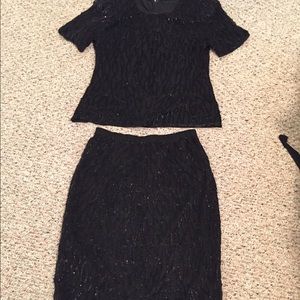 Fully lined black sequin skirt set