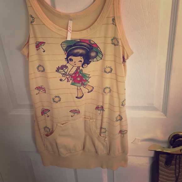 Tops - Melo yellow cute Asian tank