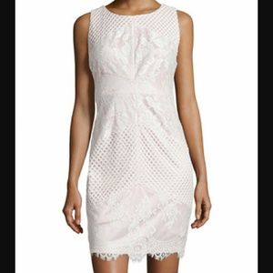 JAX Lace Illusion Cocktail Dress Ivory