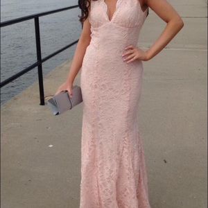 Light pink glittery prom dress