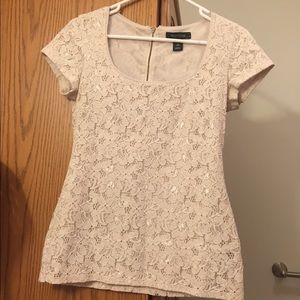 White House Black Market Beige lace top