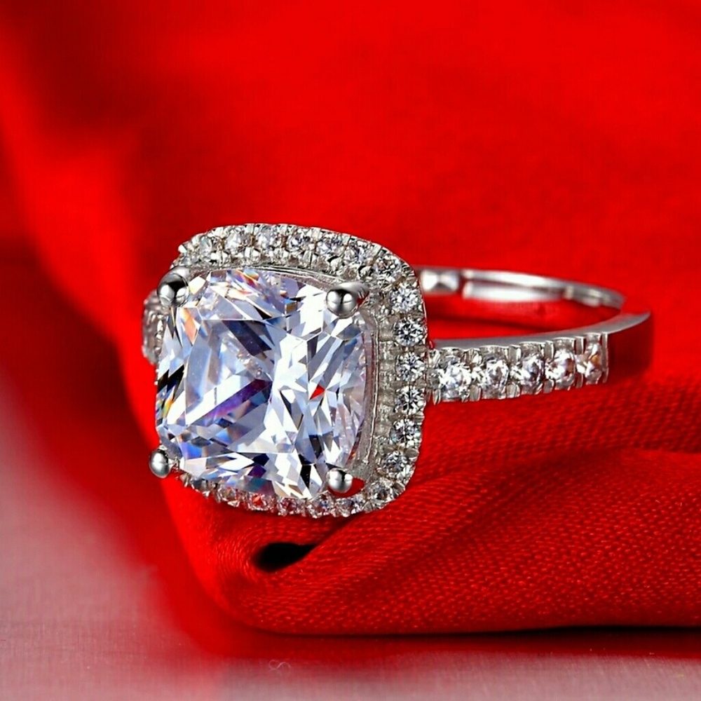 4 Ctw rings simulated diamond wedding set - Picture 5 of 6