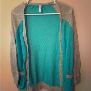 Xhilaration Gray & Teal Cardigan