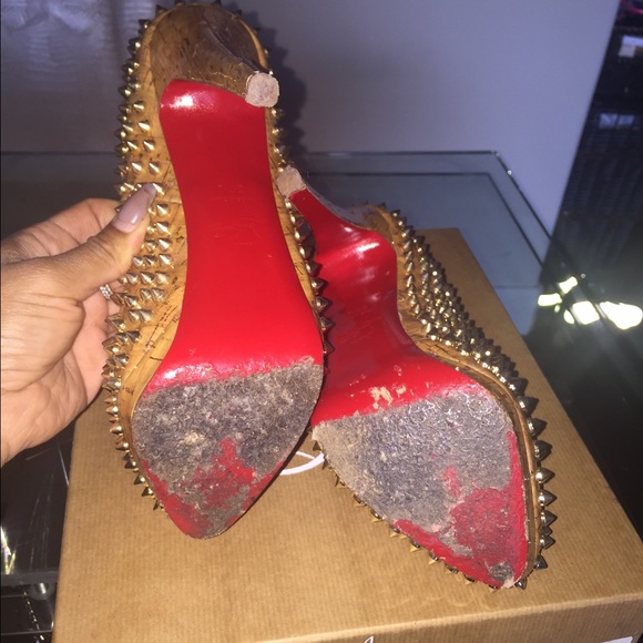 Christian Louboutin Cork Spiked Pumps 39.5 - Picture 2 of 4