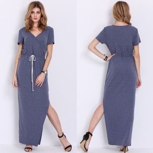 SOLD! SHORT SLEEVE SPLIT MAXI DRESS