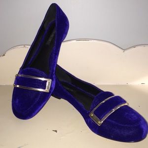 Blue velvet Rachel Zoe flats.