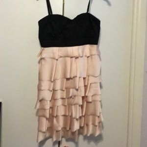Pink and black ruffled dress